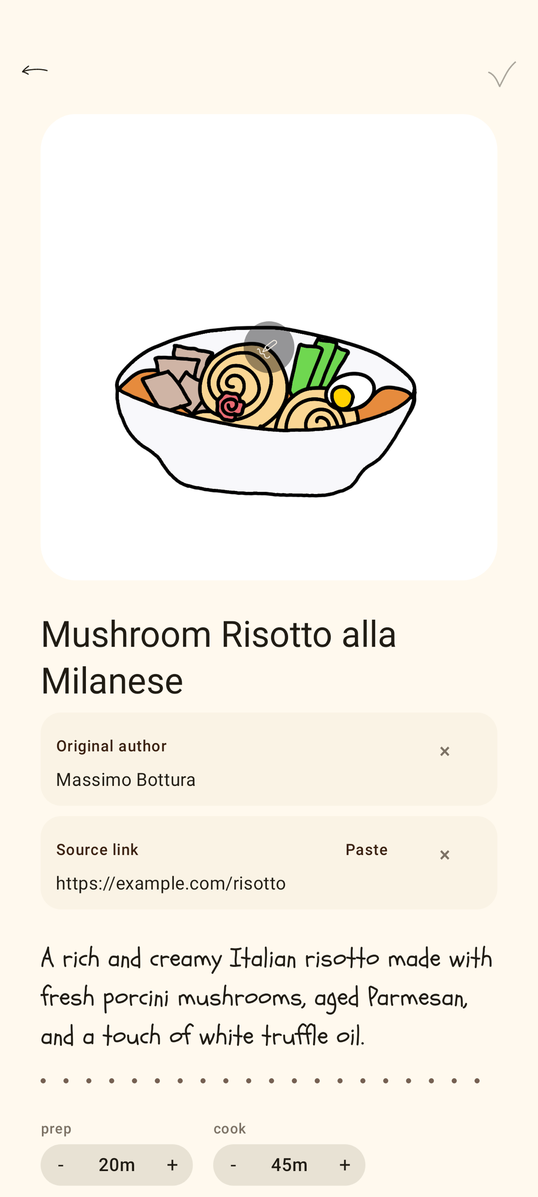 Miso app recipe editor